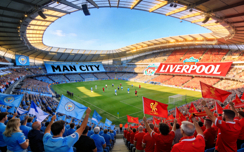 英超联赛曼城对阵利物浦的焦点战高清图片 - 阿提哈德球场座无虚席的盛况